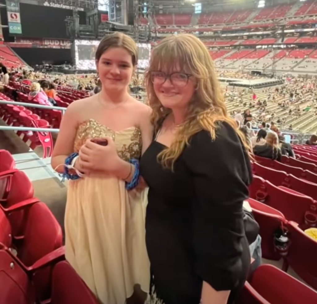 Mom and daughter Sarah and Abby Blanks at Taylor Swift concert 